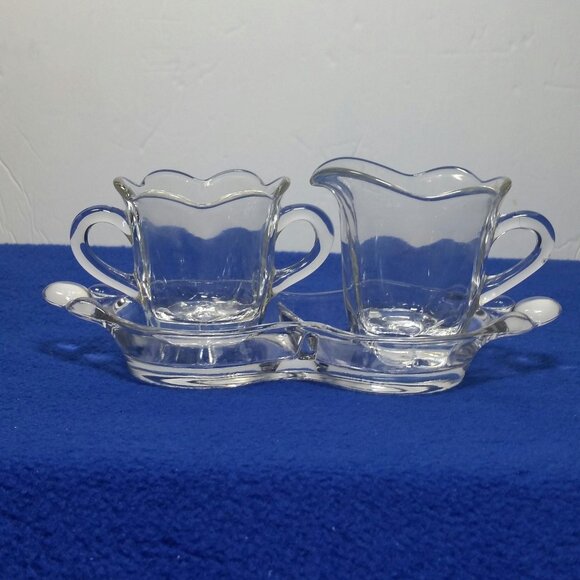 Duncan & Miller Canteberry 3 pc Open Sugar Creamer With Tray Set Individual Size - Picture 3 of 10